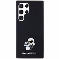 Karl Lagerfeld silikoninis Karl&Choupette metalinis ženkliukas dėklas telefonui Samsung Galaxy S24 Ultra - juodas