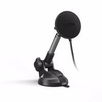 Teleskopinis išmaniojo telefono laikiklis su indukciniu įkrovikliu SBS TESUPPMAG15WLONGARM su siurbtuku, suderinamas su MagSafe – juodas