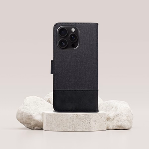 GOMMA knygos tipo dėklas telefonui Xiaomi Redmi Note 14 4G (GLOBAL - 164,84mm x 78,15mm x 8,16mm) juodas