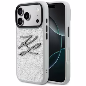 Karl Lagerfeld IML Glitter KL Diamond Logo dėklas for iPhone 17 Pro - sidabrinis