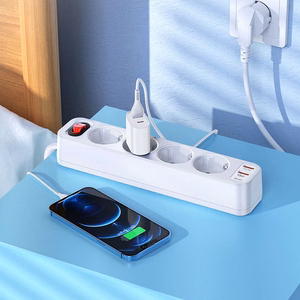 Įkroviklis-prailgintuvas Hoco NS1 (2xUSB; 1xUSB-C; 4xEU socket; 3A 20W) baltas