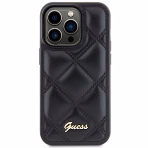 Guess Quilted Metal Logo dėklas telefonui iPhone 15 Pro - juodas