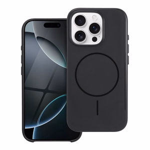 Blizgus magnetinis dėklas telefonui, suderinamas su MagSafe, skirtas IPHONE 17, juodas