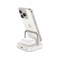 Stalo įkroviklis Hoco 2in1 USB C PD QC 3A 30W + belaidžiu įkrovimu 5W CQ16B baltas