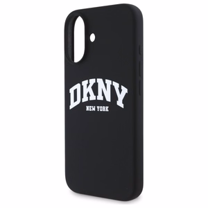 DKNY silikoninis baltas su logotipu Magnetinis dėklas telefonui iPhone 16 - juodas