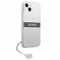 Guess GUHCP13SKB4GGR iPhone 13 mini 5.4" permatomas kietas dėklas 4G Pilkas Dirželis Žavesio