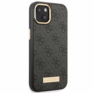 Guess GUHMP14MU4GPRK iPhone 14 Plus 6.7 "juodas / juodas kietas dėklas 4G logotipo plokštelė Magnetinis