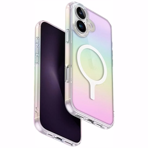 Uniq Iridescia Magclick įkrovimo dėklas iPhone 16 – įvairiaspalvis
