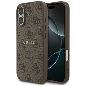 GUESS dėklas telefonui IPHONE 17, suderinamas su MagSafe GUHMP17SG4GFRW (PU 4G Ring Classic Logo) rudas