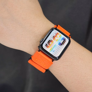FORCELL F-DESIGN FA05 nailoninis dirželis APPLE laikrodžiui 42 / 44 / 45 / 49 mm oranžinis