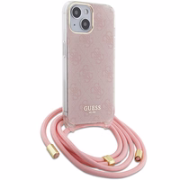 Guess GUHCP15SHC4SEP iPhone 15 / 14 / 13 6.1" rožinis dėklas Crossbody Cord 4G Print