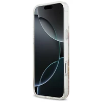 Guess Resin Flowers Glitter MagSafe dėklas iPhone 17 Pro Max rožinės spalvos