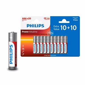 Baterija PHILIPS AAA LR03 lizdinė pakuotė 10+10 vnt.