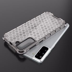 Korinio dizaino dėklas šarvuotas dangtis su geliniu rėmeliu Samsung Galaxy S22 + (S22 Plus) skaidrus