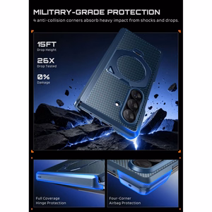 Комплект Supcase UB Aero MagSafe из 2 предметов: чехол и защитное стекло с фильтром конфиденциальности для Samsung Galaxy Z Fold 8 Ultra — тёмно-синий