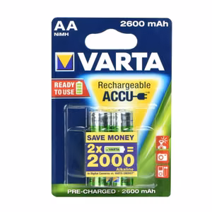 VARTA įkraunama baterija R6 (AA) 2600 mAh profesionali paruošta 2 vnt.