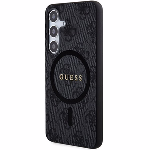 Guess 4G Collection Odinis Metalinis Logotipas Magnetinis dėklas telefonui Samsung Galaxy S24+ - juoda