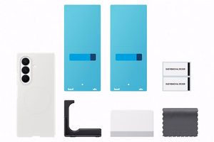Samsung Galaxy Z Fold8 Ultra silikoninis magnetinis dėklas su 2 antirefleksinėmis plėvelėmis, kreminės spalvos