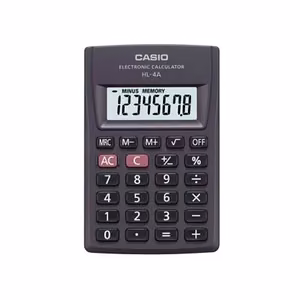 CASIO HL-4A-B 8 skaitmenų kišeninis skaičiuotuvas 56x87 mm, juodas