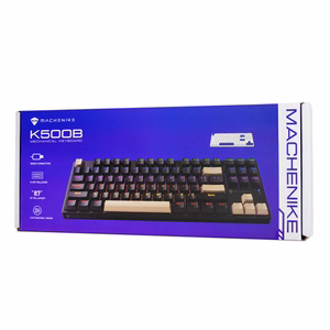 Machenike K500B-B87 Laidinė mechaninė žaidimų klaviatūra su apšvietimu, Red Switch - baltas