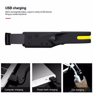 Per USB-C įkraunamas LED prožektorius ant galvos su judesio jutikliu, IPX4, 1200 mAh – juodas