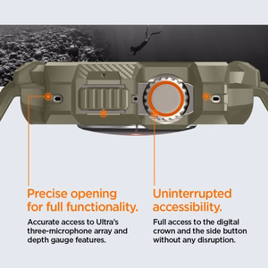 Spigen Rugged Armor Pro - Dirželis su dėklu, skirtas Apple Watch Ultra 49 mm (Vintage Khaki)