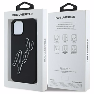 Karl Lagerfeld 3D Guminis Parašas dėklas telefonui iPhone 15 - juodas