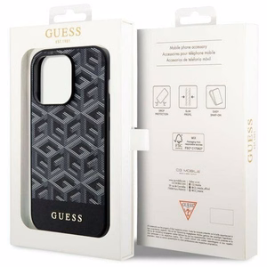 Guess GUHMP14LHGCFSEK iPhone 14 Pro 6.1" juodas/juodas kietas dėklas GCube Juostelės MagSafe