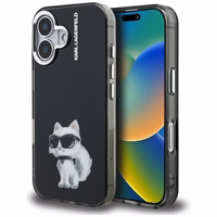Karl Lagerfeld IML Aquarelle Choupette & Logo iPhone 16 deklas - juodas