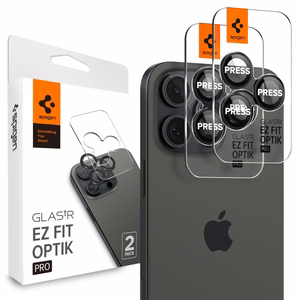 Spigen Glas.tR EZ Fit Optik Kameros apsauginis stiklas iPhone 14 Pro / Pro Max / 15 Pro / Pro Max / 16 Pro / Pro Max / 17 Pro / 17 Pro Max - juodas 2 vnt