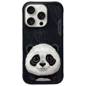 Nimmy Didelės akys augintinis 2.0 Pandos dėklas telefonui iPhone 16 Pro - juodas