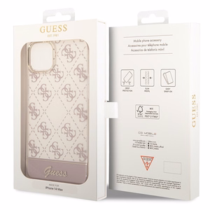 Guess GUHCP14MHG4MHP iPhone 14 Plus/ 15 Plus 6.7" rožinis/rožinis dėklas 4G Pattern Script