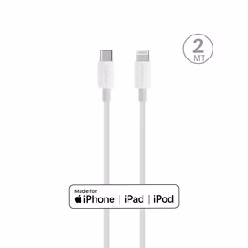 Puro Plain kabelis Apple su MFI USB-C - Lightning 2.0 2.4A 2m - baltas