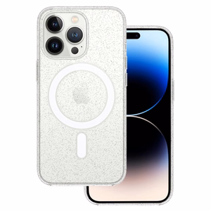 TEL PROTECT MagSilicone Skaidrus Dėklas Iphone 15 Pro Max su blizgučiais