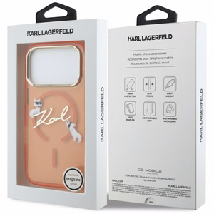 Karl Lagerfeld IML Choupettes Karl Script Logo MagSafe Dėklas for iPhone 17 Pro Max - oranžinis
