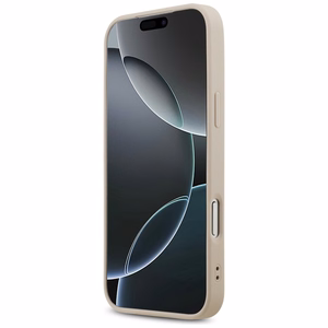 Guess Leather 4G Triangle Strass MagSafe dėklas, skirtas iPhone 17 Pro Max / 18 Pro Max – rožinis