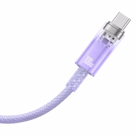 Baseus Explorer 100W USB-A - USB-C kabelis su išmaniu temperatūros jutikliu 1m - violetinis