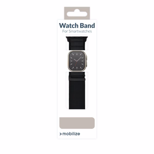 Mobilize nailoninis laikrodžio dirželis - Alpine - juoda jungtis - Apple 38/40/41mm - juodas