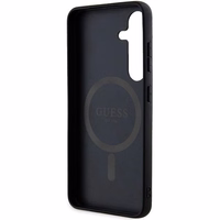 Guess 4G Collection Odinis Metalinis Logotipas Magnetinis dėklas telefonui Samsung Galaxy S24 - juoda