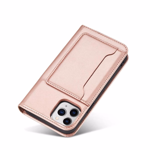 Magnetinis dėklas kortelėms iPhone 12 Pro Max dėklas kortelių piniginė kortelių laikiklis rožinis