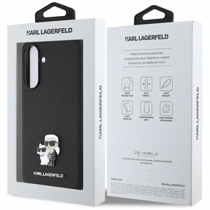 Karl Lagerfeld Saffiano dėklas su K&C metaliniu logotipu Samsung Galaxy A56 - juodas