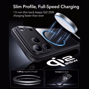 ESR Classic Hybrid MagSafe dėklas, skirtas iPhone 18 Pro / 17 Pro – skaidrus juodas