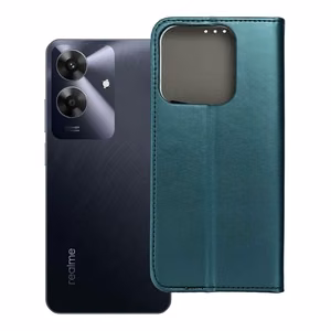 SMART MAGNETO knygos tipo dėklas telefonui REALME NOTE 60, tamsiai žalias