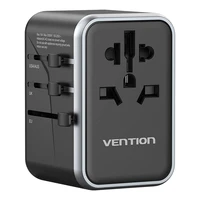 Vention FJFB0 GaN 2xUSB-C 2xUSB-A universalus kelioninis adapteris 65W (juodas)