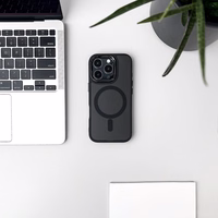 Blizgus magnetinis dėklas telefonui iPhone 16e - juodas