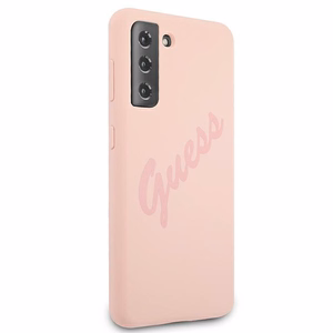 Dėklas telefonui Guess GUHCS21MLSVSPI S21+ G996 rožinis/rožinis kietasis dėklas Script Vintage