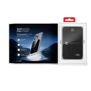 Išorinė baterija su MagSafe Forcell F-Energy SuperSlim F5K8 QC4.0 PD3.0 15W 5000 mAh juoda