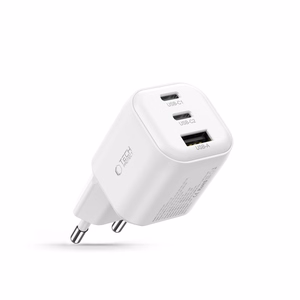 „Tech-Protect NCA100W-GaN“ 3 jungčių 100 W PD 3.2 / QC 3.0 maitinimo adapteris – baltas