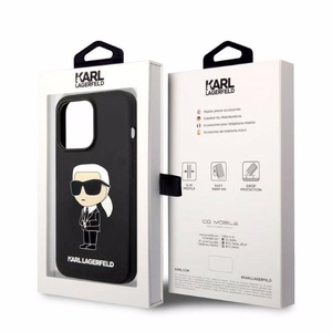 Karl Lagerfeld silikoninis Ikonik dėklas telefonui iPhone 14 Pro - juodas