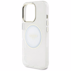 Guess IML Metal Colored Circle Classic Logo Magnetinis dėklas telefonui iPhone 16 Pro - baltas